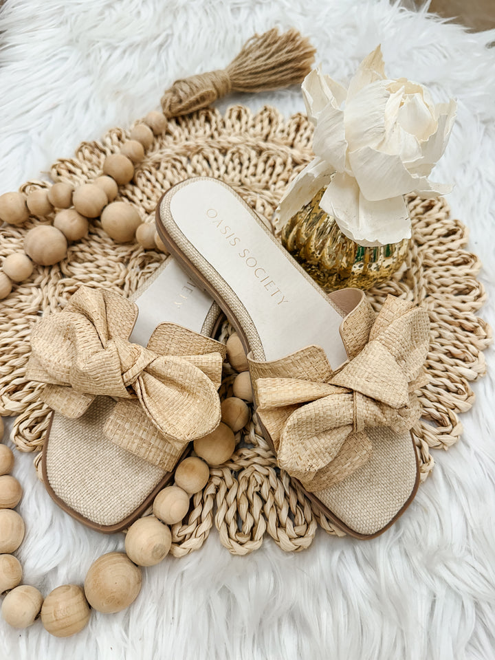 Ginny Raffia Bow Slide