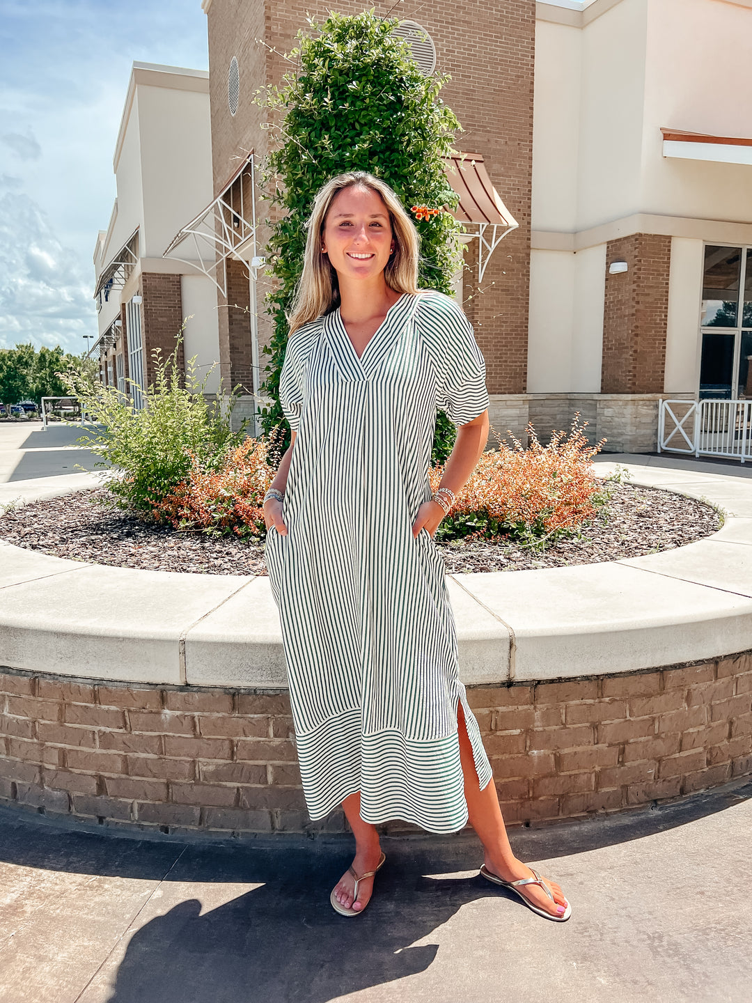 pinstripe maxi dress Strapless Stripe Maxi Dress