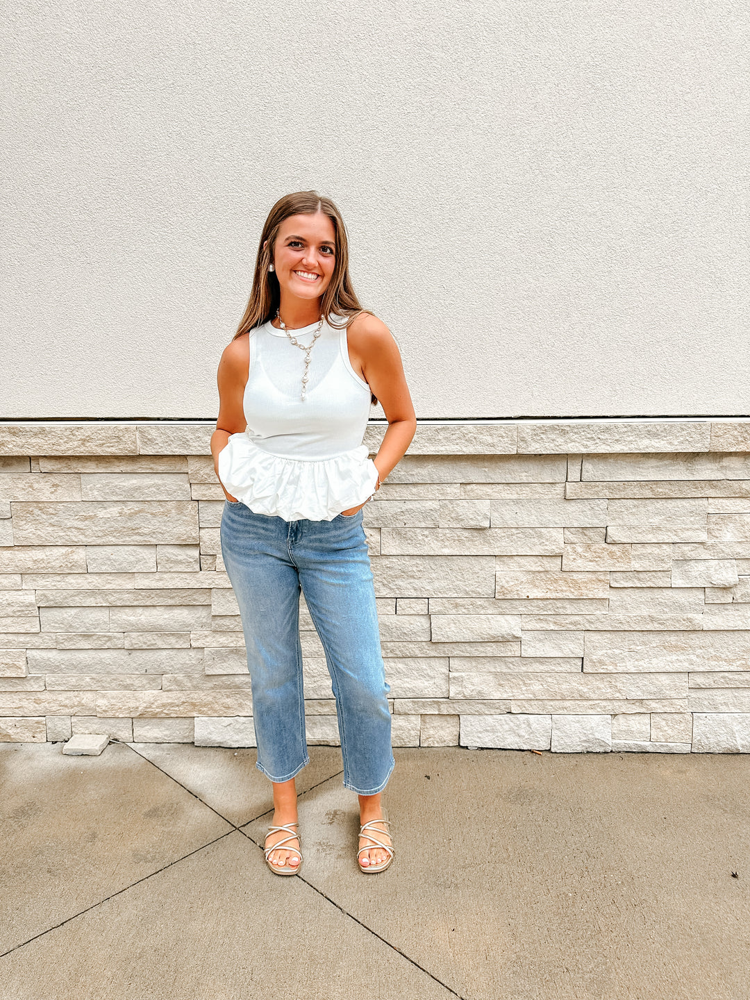 Lenny Knit Poplin Sleeveless Top
