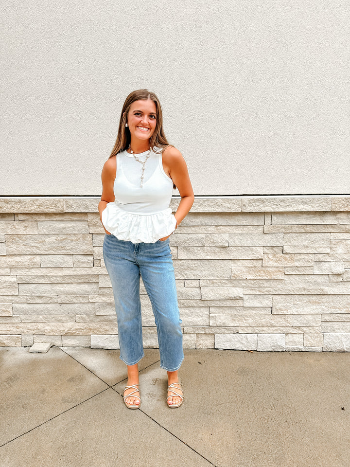 Lenny Knit Poplin Sleeveless Top