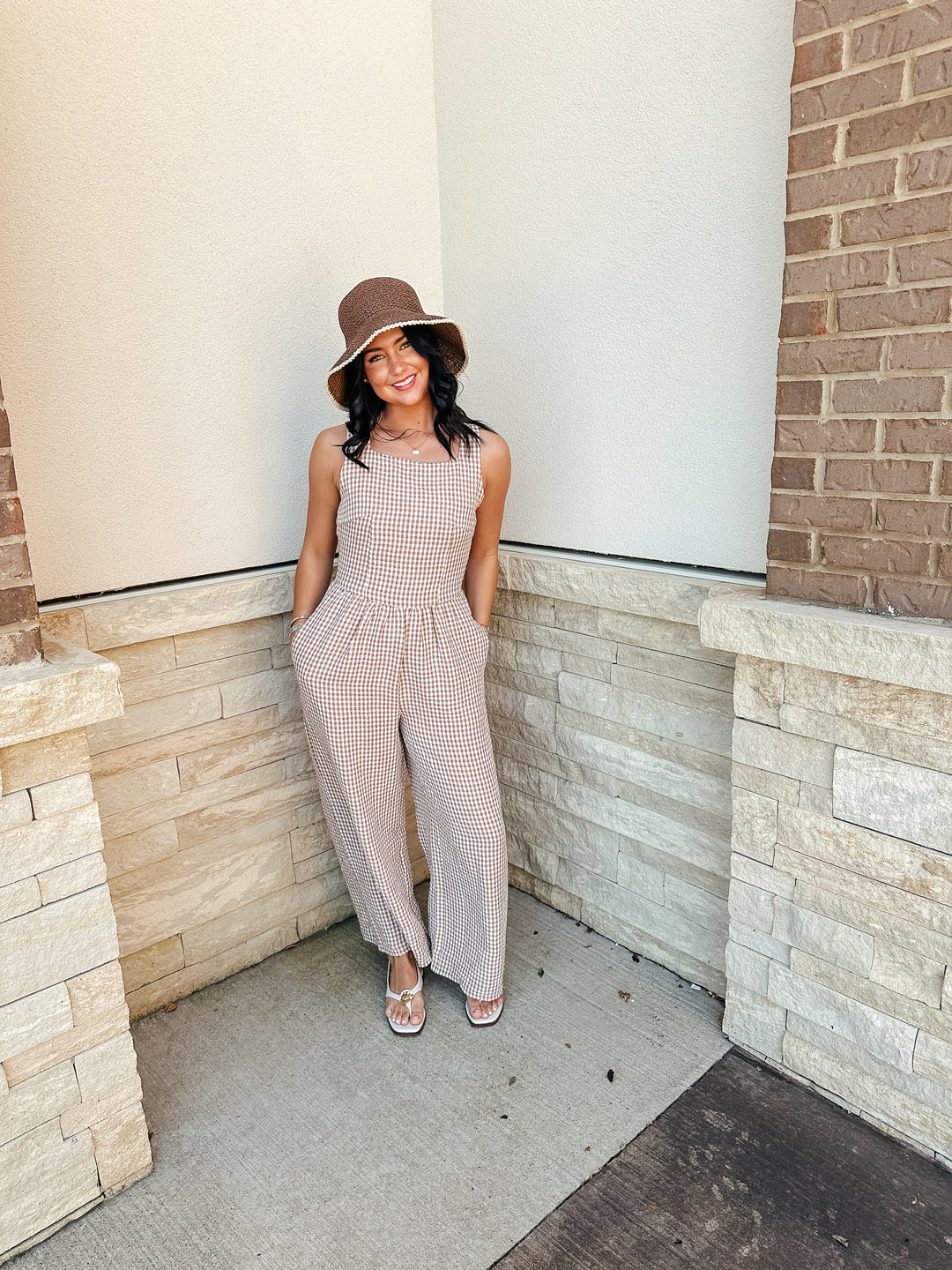 Gingham Party Tie Back Jumpsuit