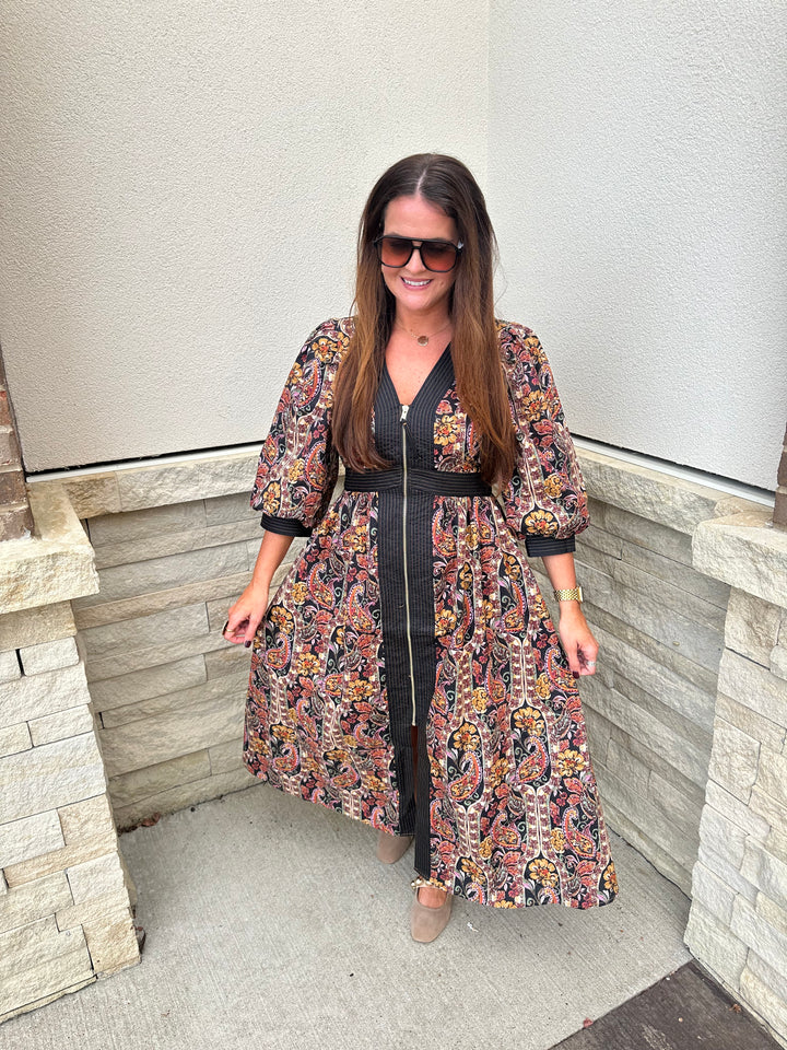 Paisley Print Midi Dress