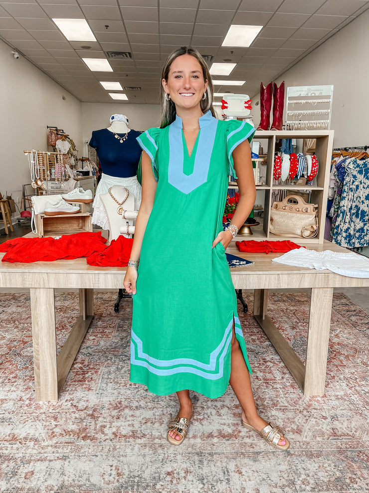 Placing Bets Green Maxi Dress