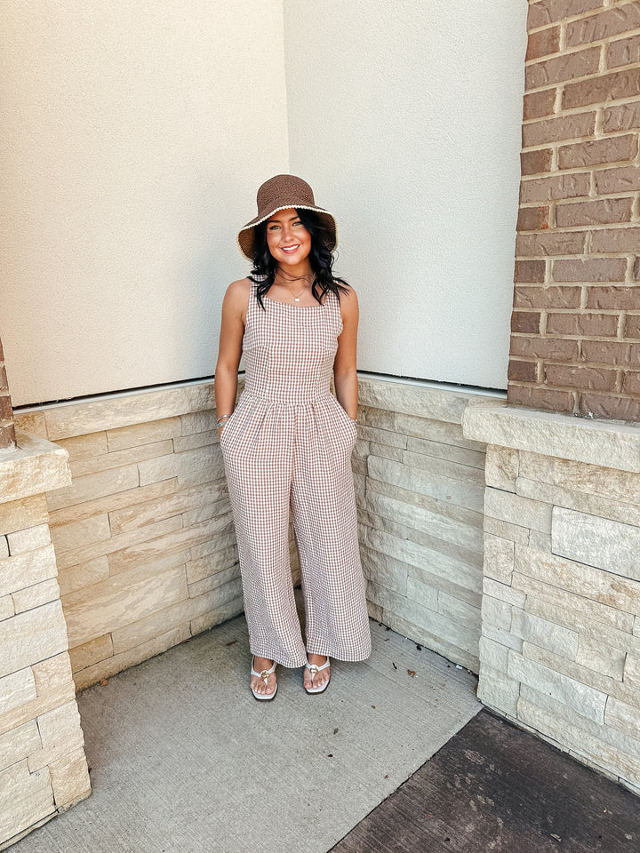 Gingham Party Tie Back Jumpsuit