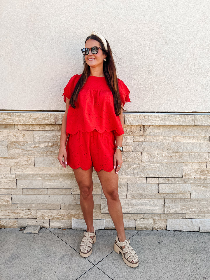 Cherry On Top Eyelet Shorts
