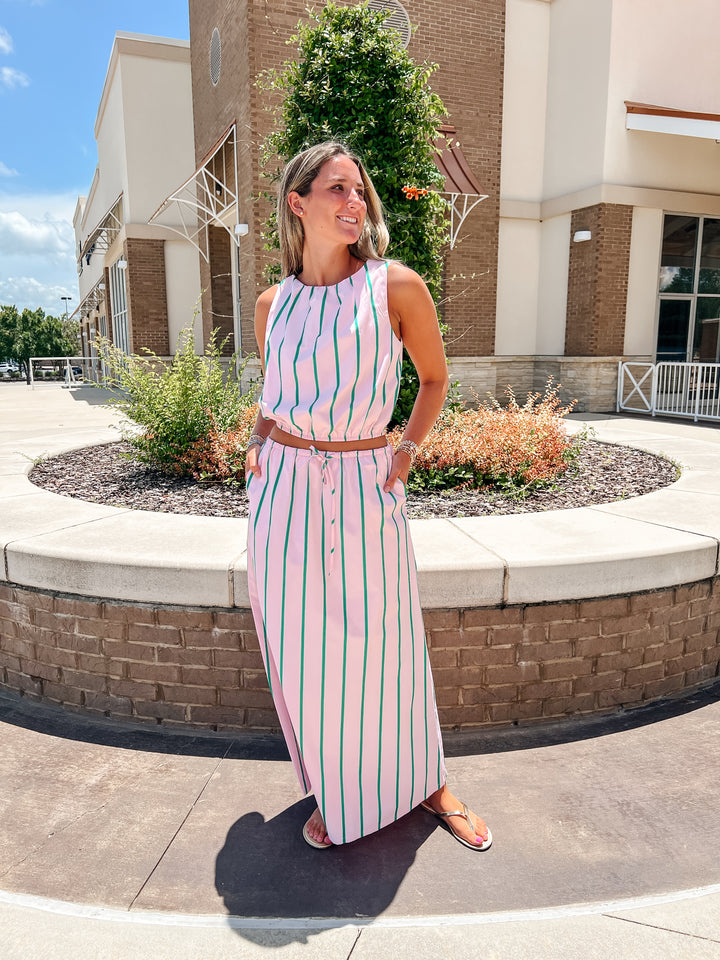 Elise Pinstripe Maxi Skirt