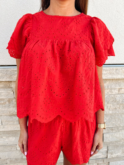 Cherry On Top Eyelet Top