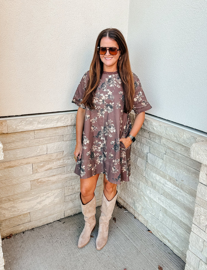 Brown Floral Dress