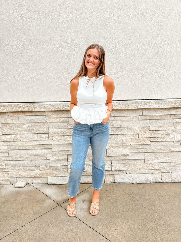 Lenny Knit Poplin Sleeveless Top