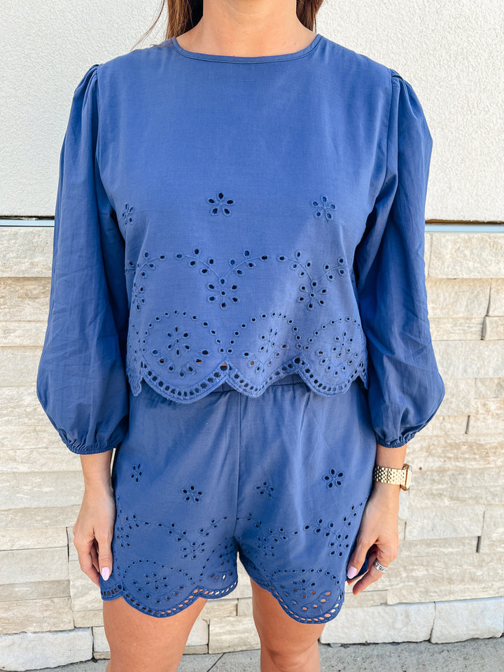 Summer's Midnight Eyelet Top