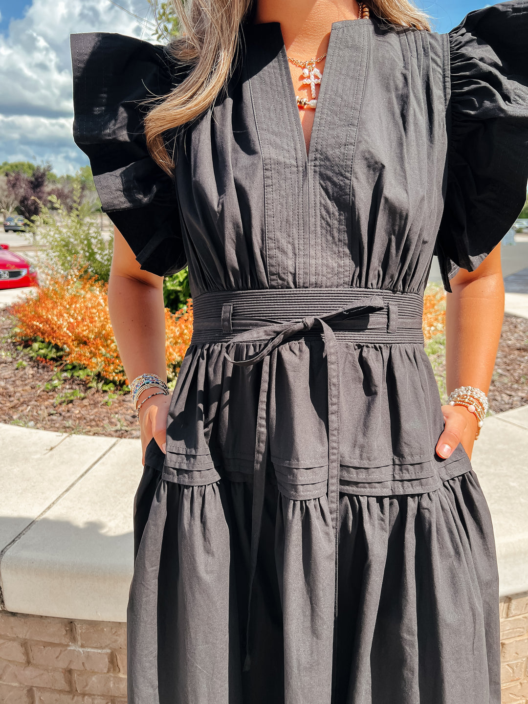 Sylvie Flutter Sleeve Midi Dress
