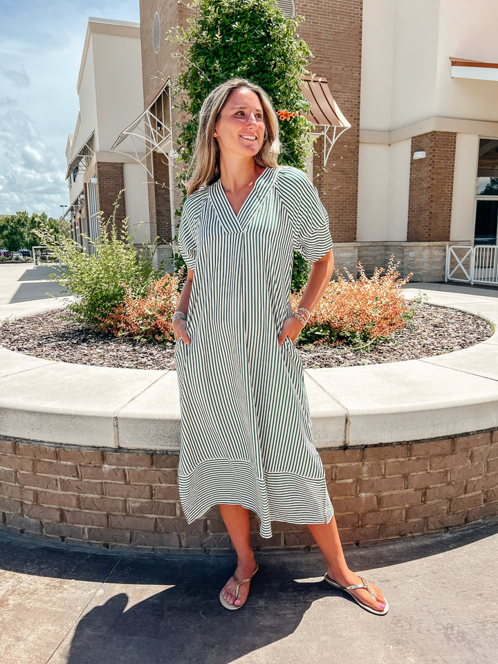 Connor Pinstripe Maxi Dress