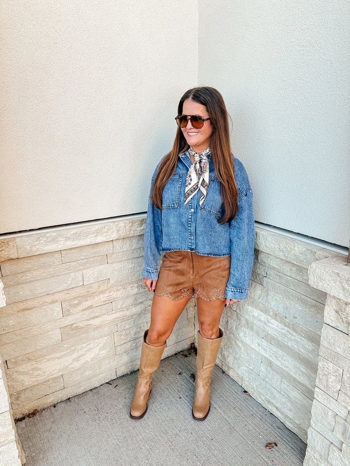 Suede Eyelet Shorts