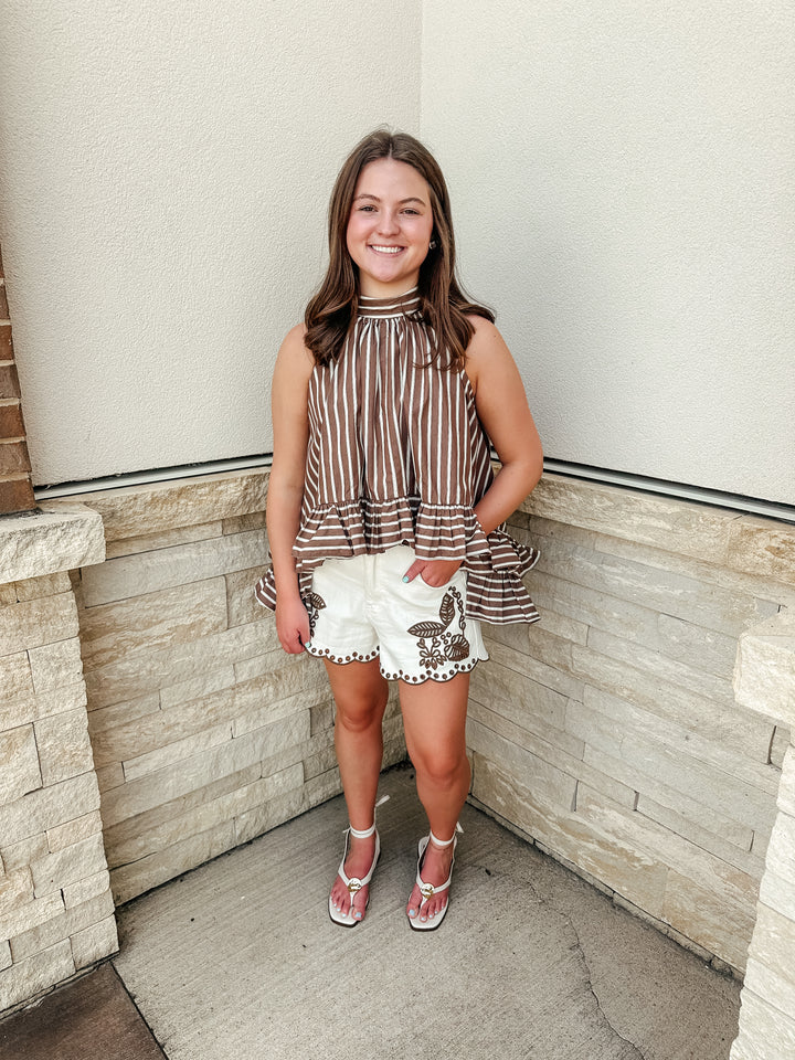 Brown Stripe Halter Top