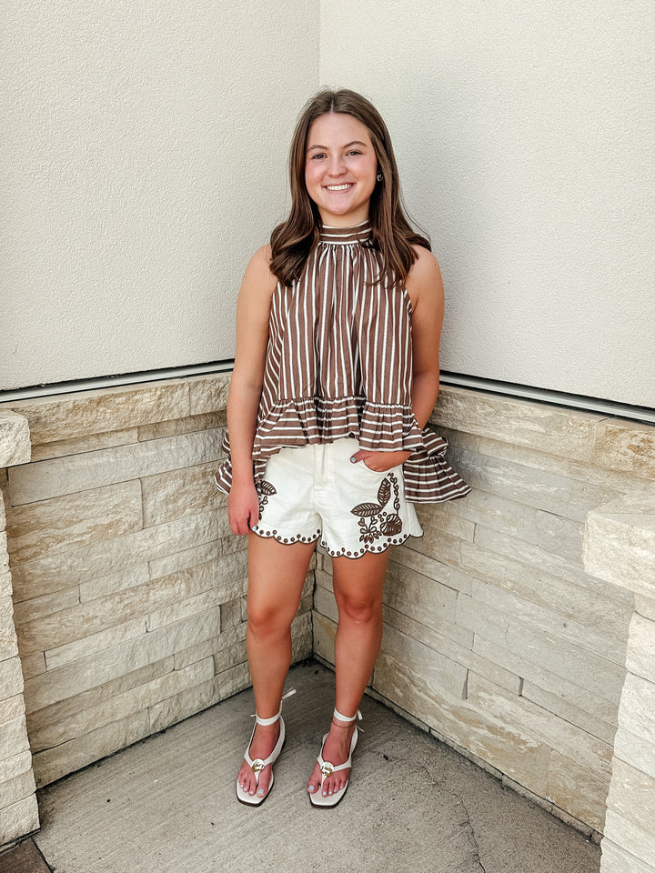 Brown Stripe Halter Top