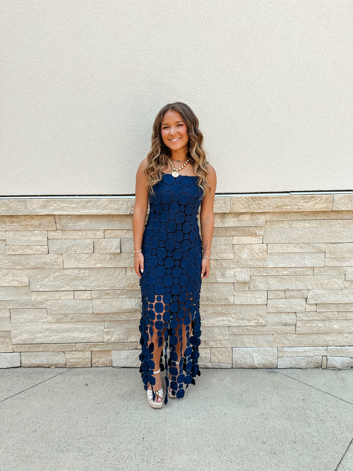 Navy Crochet Maxi