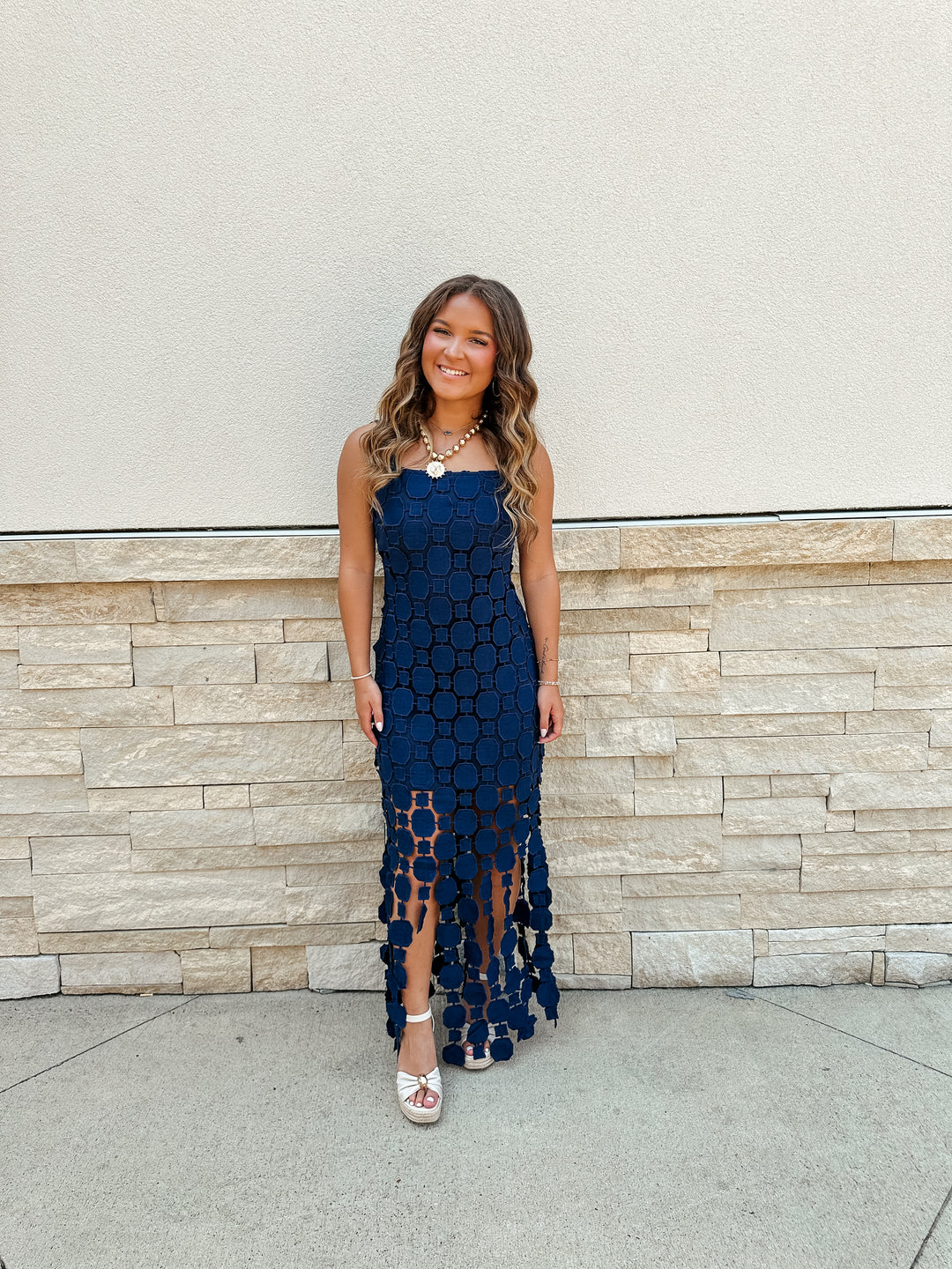 Navy Crochet Maxi