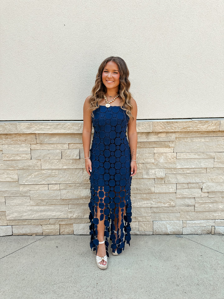 Navy Crochet Maxi