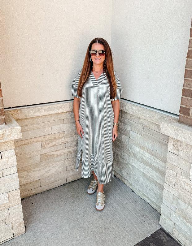 Connor Pinstripe Maxi: H Green