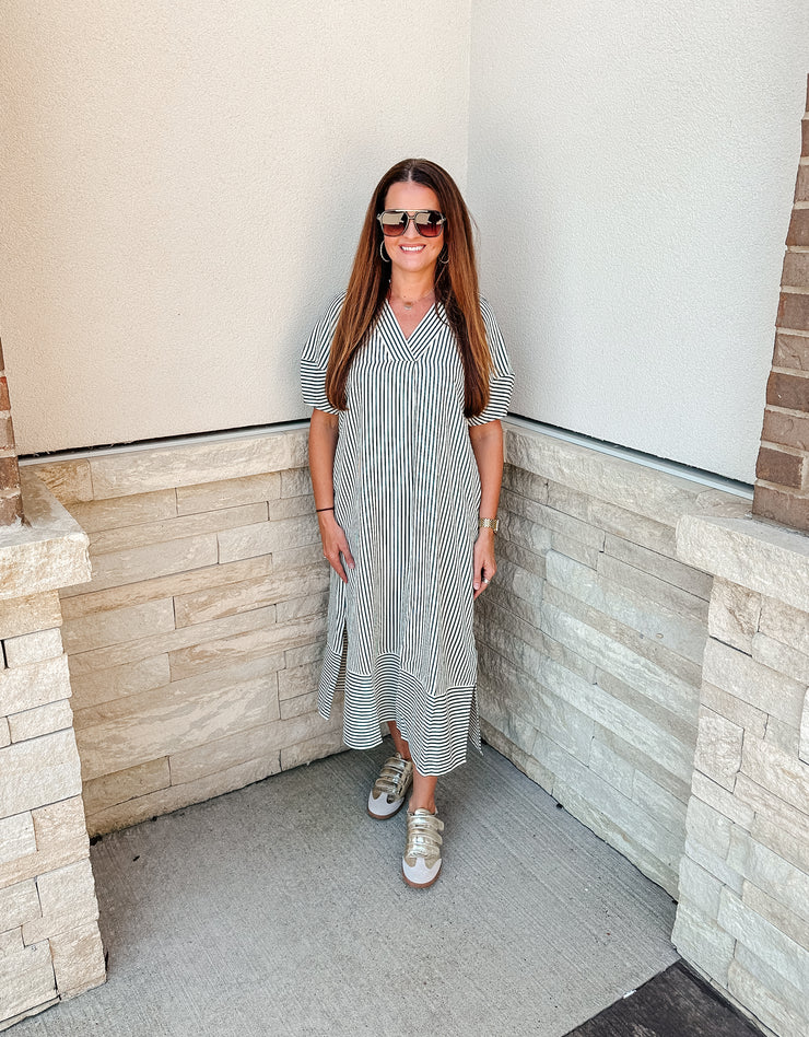 Connor Pinstripe Maxi: H Green
