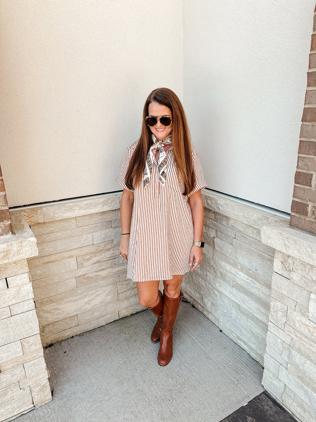 Easy Does it Mini Dress: Brown