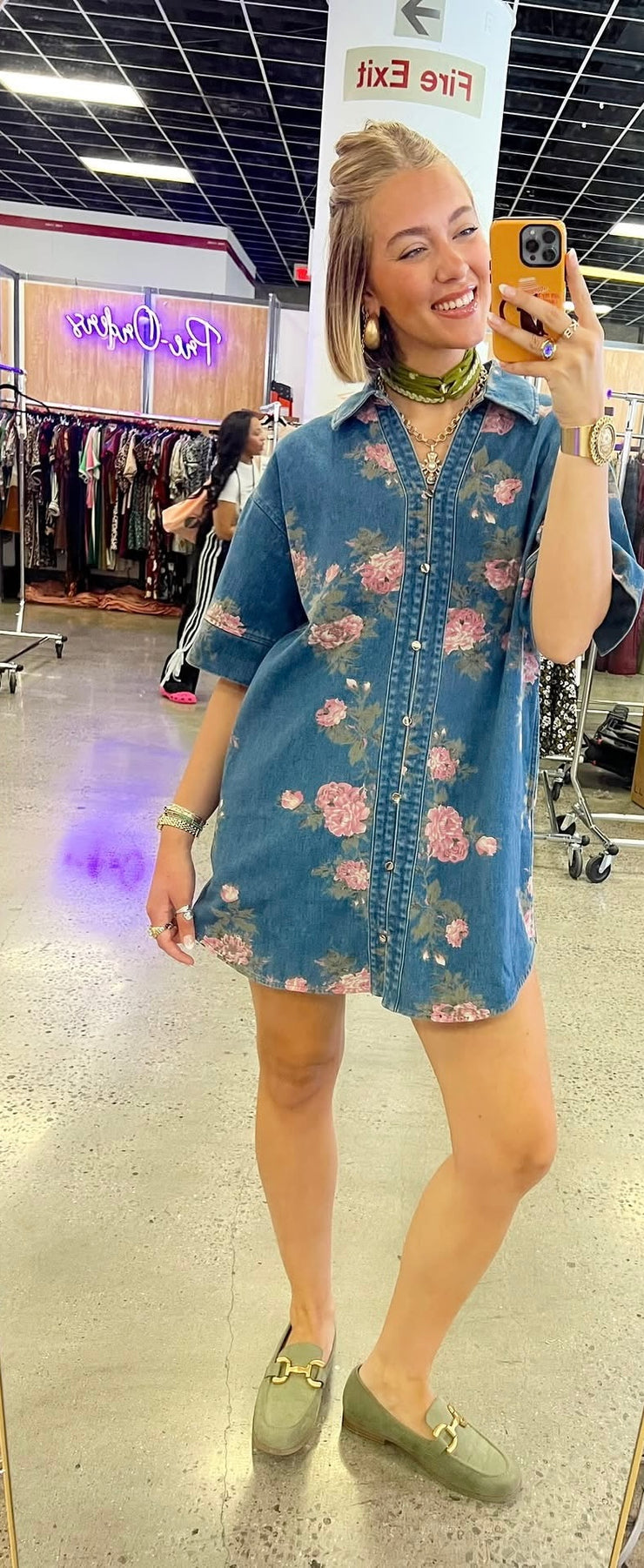 Denim Floral Dress