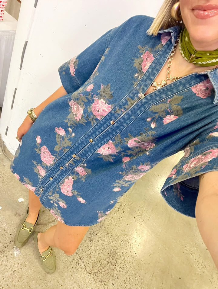Denim Floral Dress