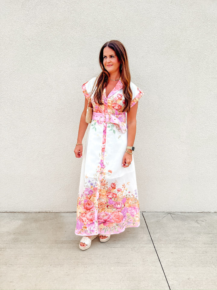 Tea Time Belted Maxi Dress