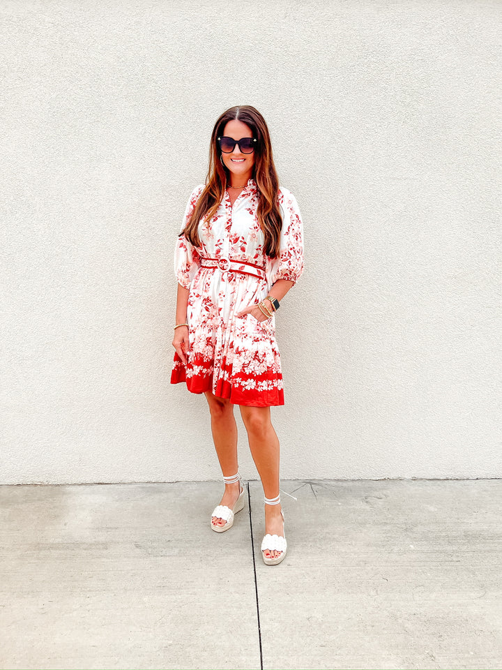 Cherry Blossom Belted Mini Dress