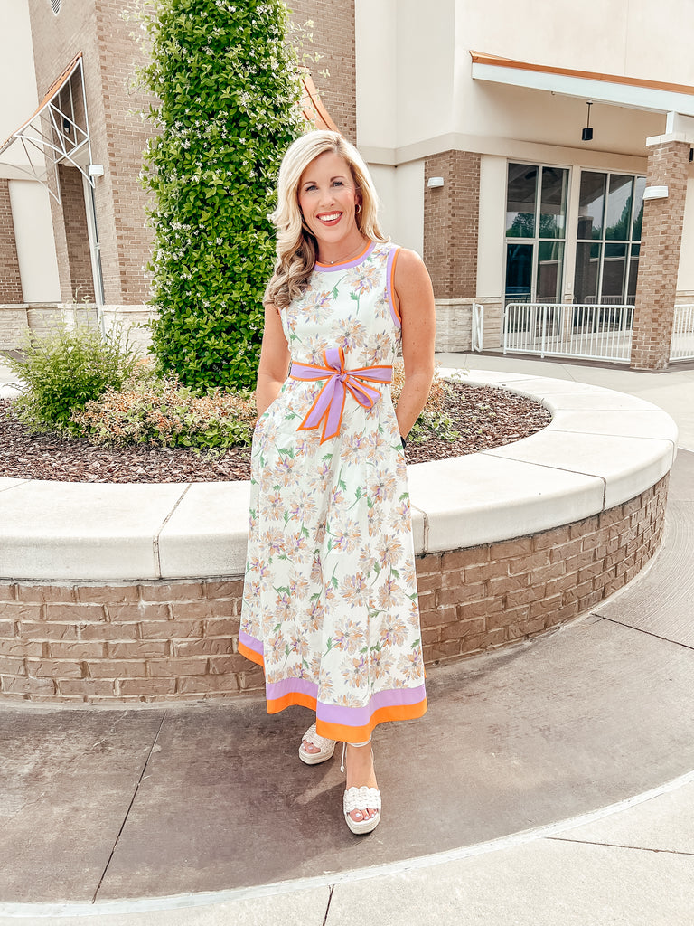 Emmaline Floral Belted Maxi Dress  Amour Boutique