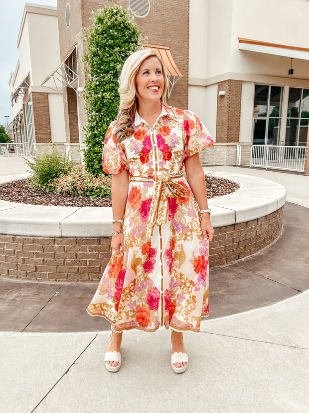 Quincy Antique Floral Midi Dress