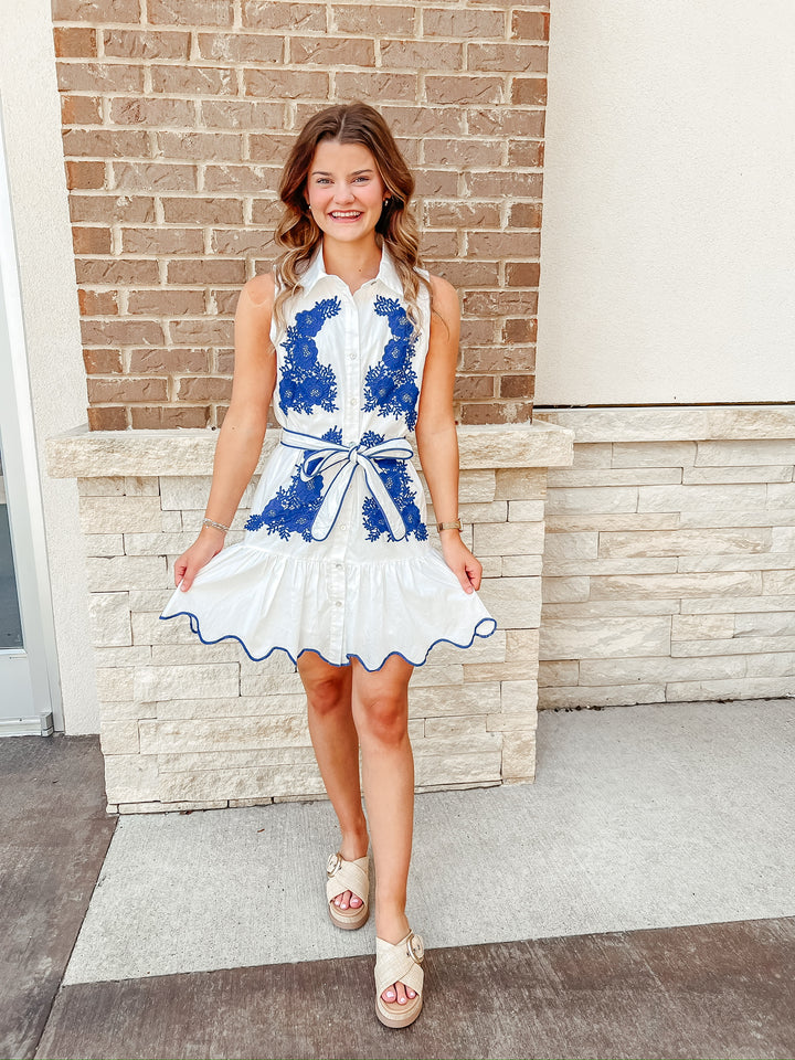 Morris Blue Belted Mini Dress