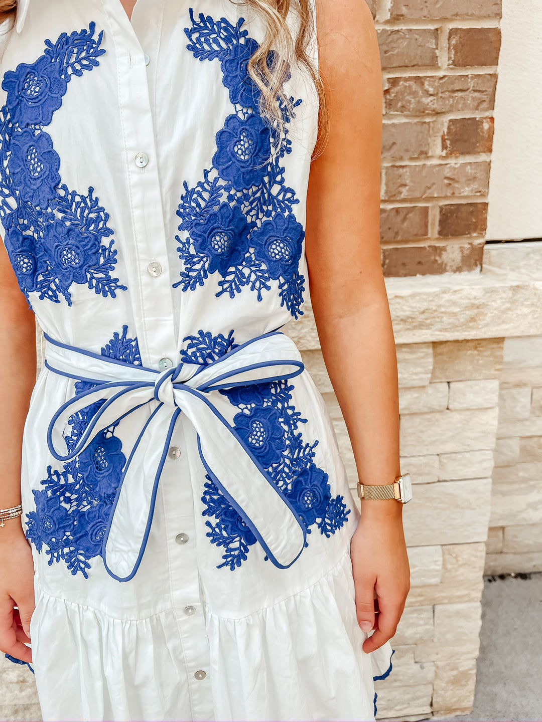 Morris Blue Belted Mini Dress