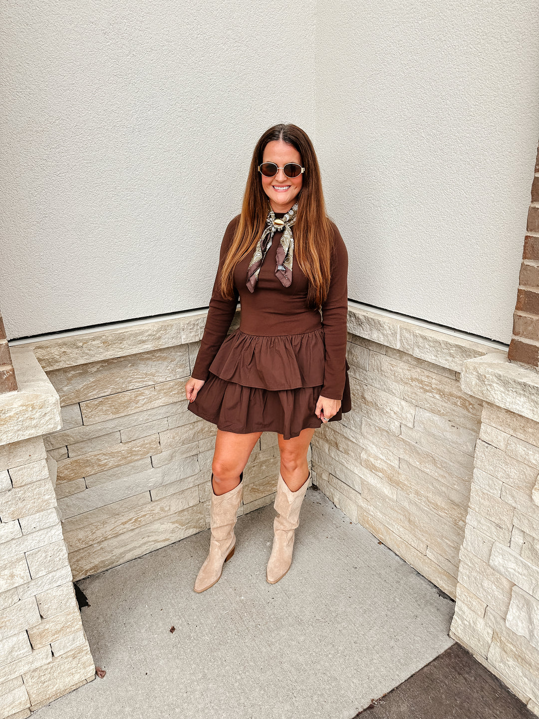 Espresso Tiered Ruffle Dress