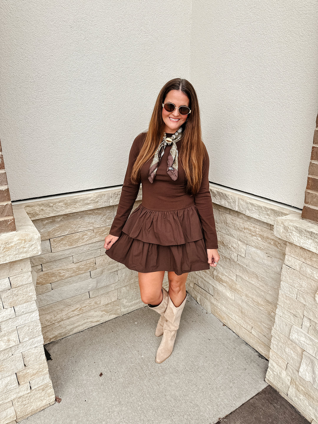 Espresso Tiered Ruffle Dress