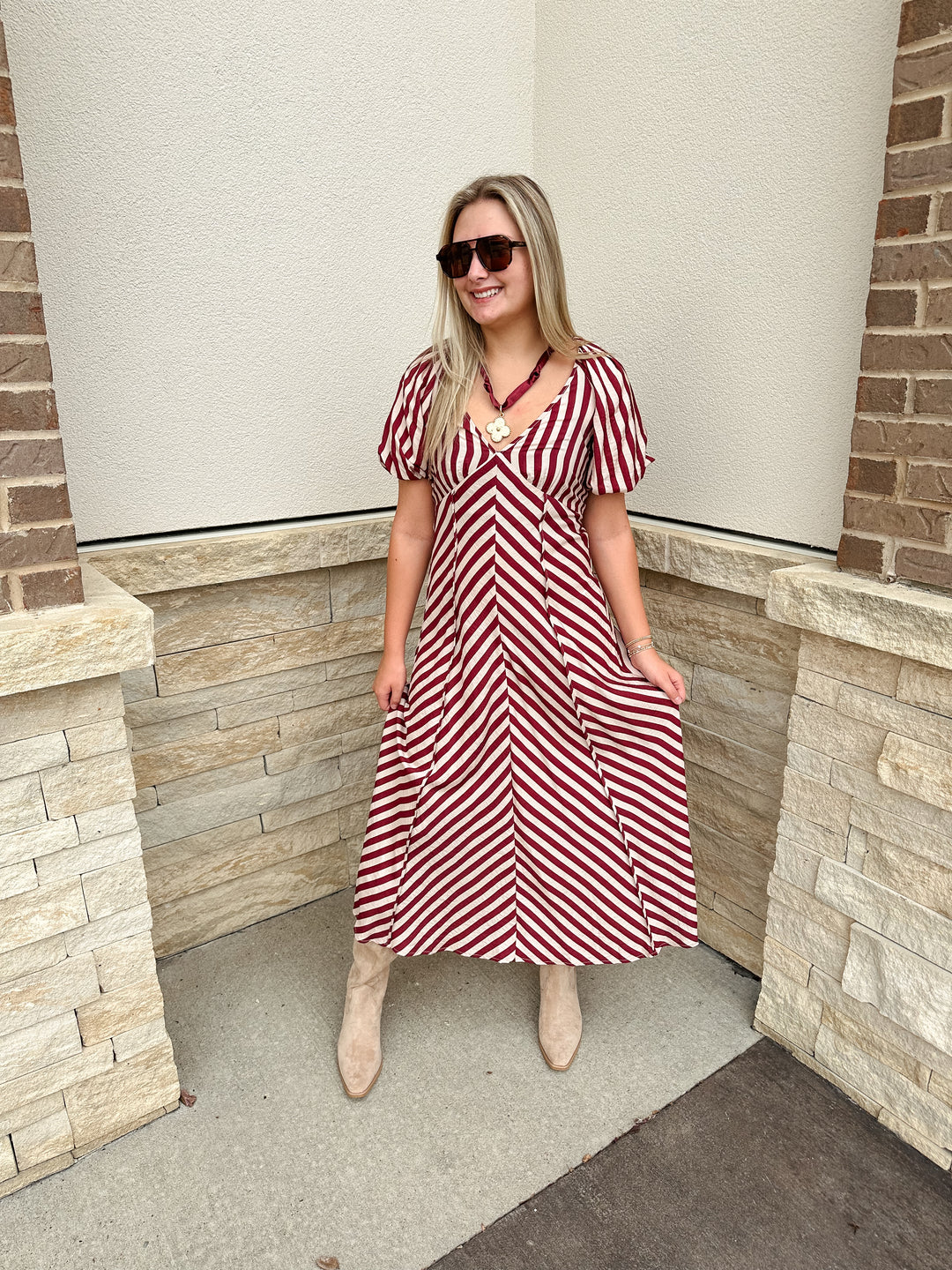 Burgundy Striped Maxi Dress Burgundy Striped Maxi Dress