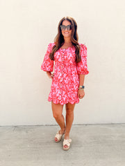 Pink Paradise Scalloped Mini Dress