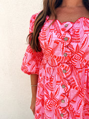 Pink Paradise Scalloped Mini Dress