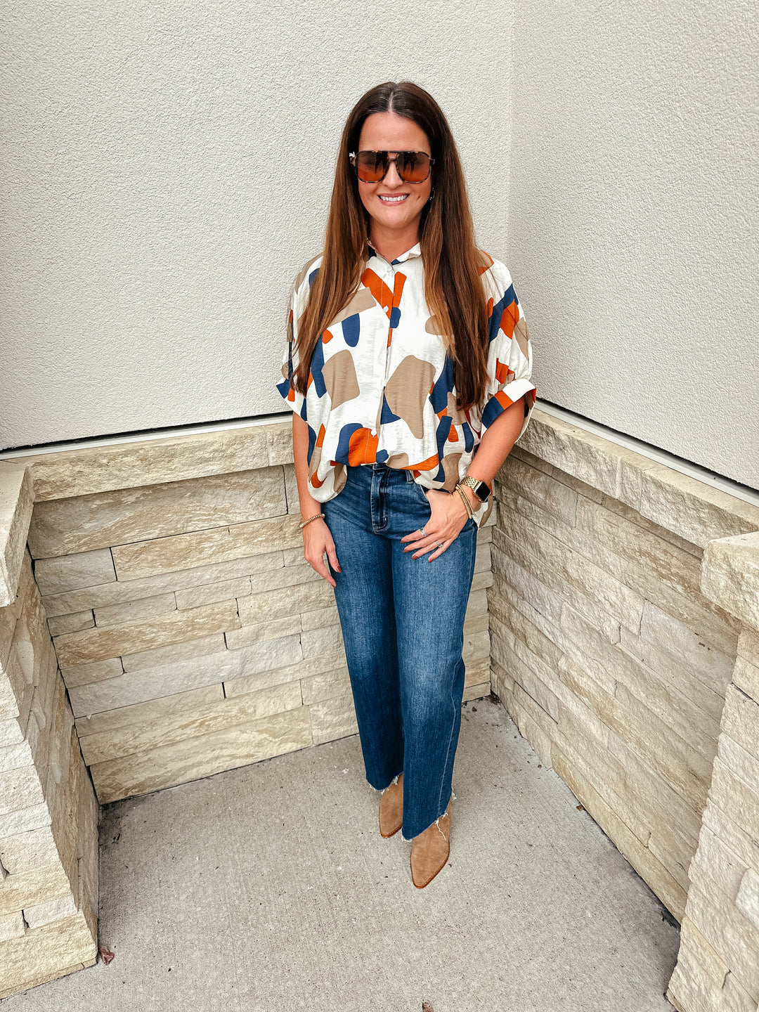 Geometric Print Top