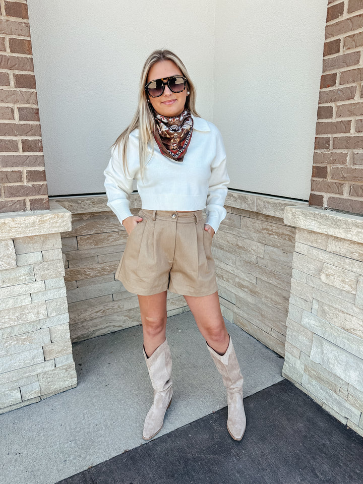 Tan Twill Shorts