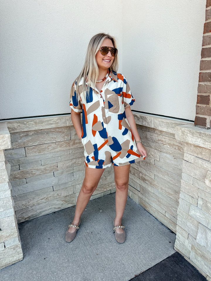 Geometric Print Romper
