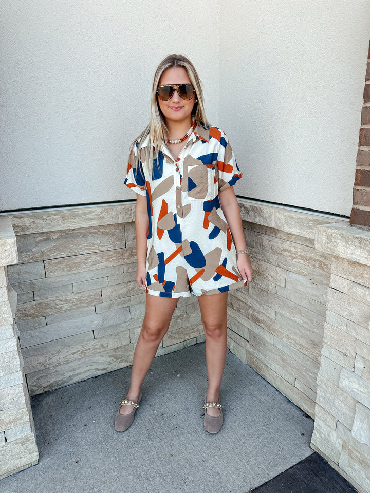 Geometric Print Romper
