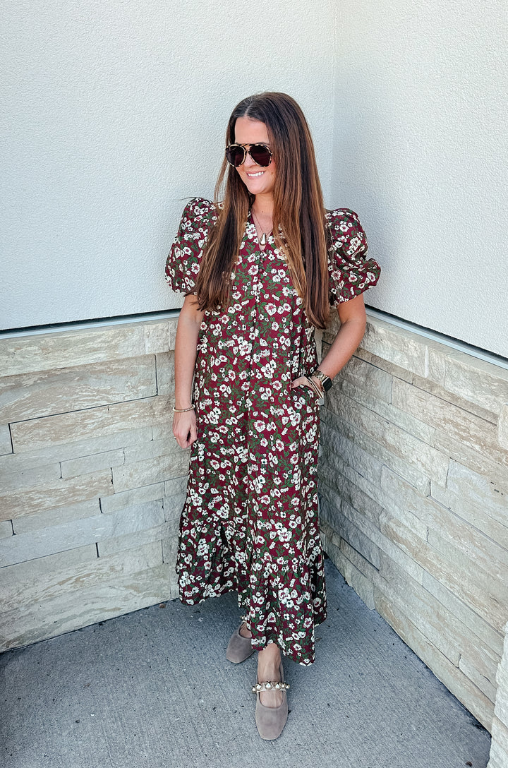Burgundy Floral Maxi Dress