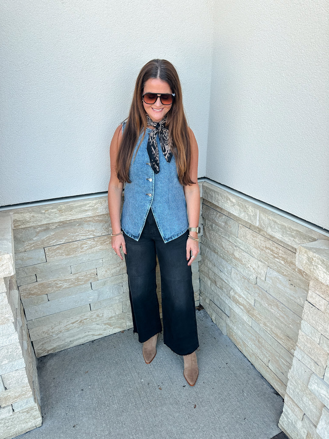 Slim Wide Leg Jean: Black
