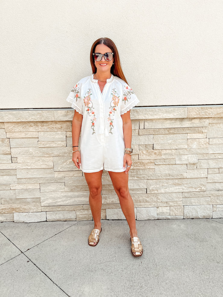 Vestavia Floral Embroidered Romper