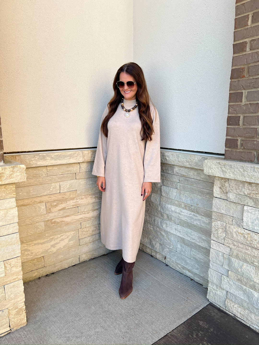 Mock Neck Sweater Dress