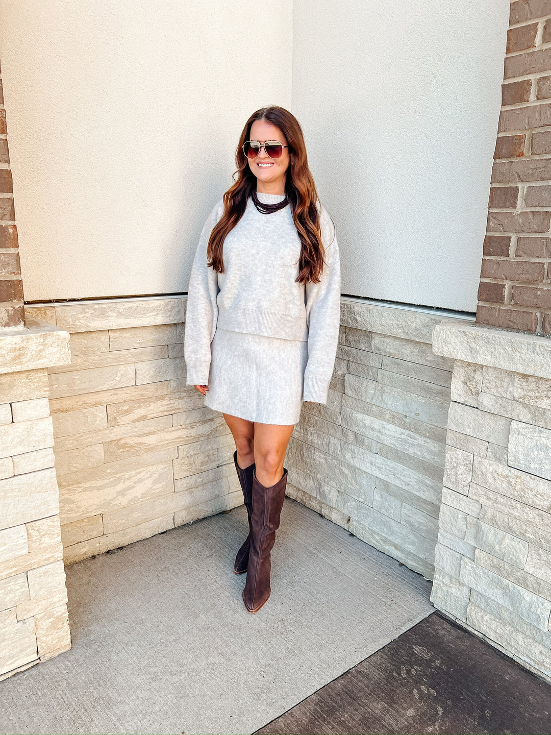 Oatmeal Sweater Top & Skirt