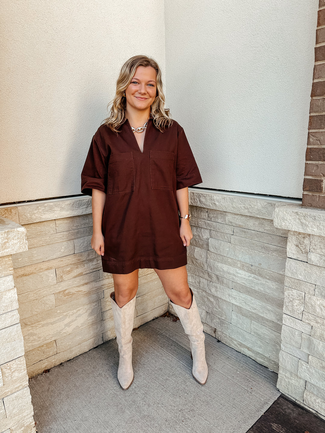 Brown Denim Dress