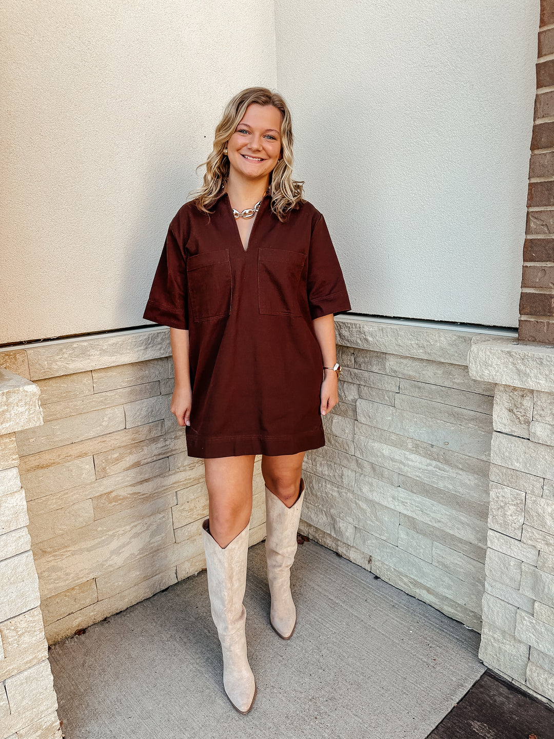Brown Denim Dress