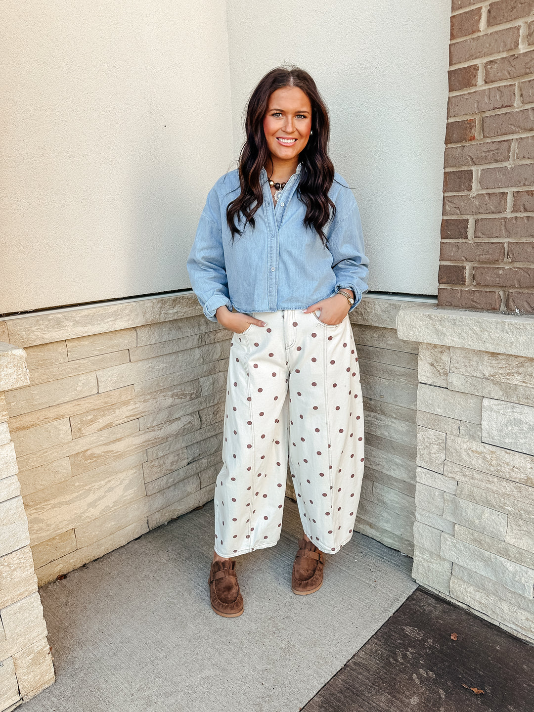 Polka Dot Barrel Jeans
